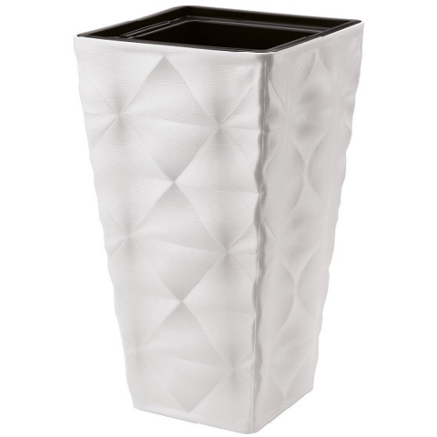 Form Plastic Plantenpot/bloempot Diva - kunststof - wit - D40 x H75 cm - met binnenpot -