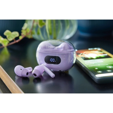Intenso Buds Plus T313AE lila In Ear headset Mobiele telefoon Bluetooth Stereo Lila Noise Cancelling