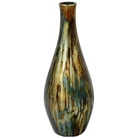 Dazzle Vaas Ø13xH35cm Petrol Goud
