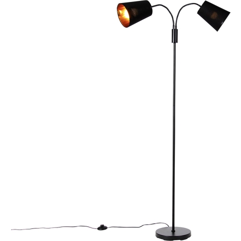 QAZQA Smart vloerlamp zwart incl. 2 Wifi P45 - Carmen
