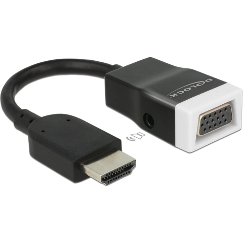Delock 65587 HDMI / VGA Adapter [1x HDMI-stekker - 1x D-sub bus 15-polig] Zwart, Wit