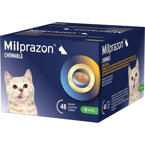 Milprazon Chewable 4 mg / 10 mg kitten en kleine kat 48 tabletten