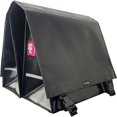Dubbele Fietstas XL PVC 46L met uitsparing zwart