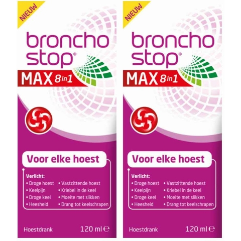 2x Bronchostop Max 8-in-1 Hoestdrank 120 ml