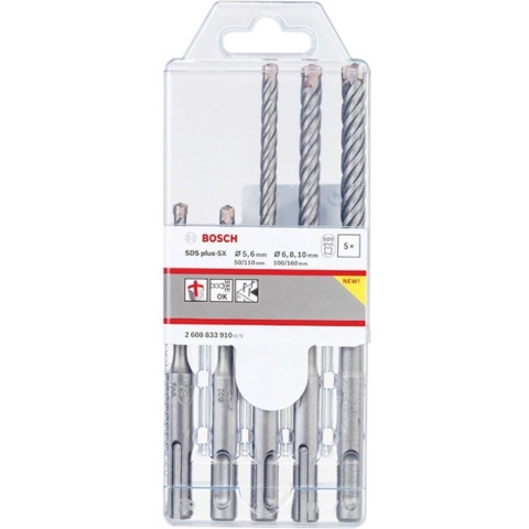 Bosch 2608833910 PRO Hamerboorset SDS Plus-5X - 5/6/6/8/10 Mm (5 Stuks)