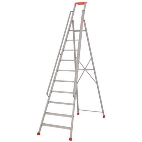 Little Jumbo 1223700010 Trap - Enkel - Aluminium Met Armleuning - 10 Treden - Max. Werkhoogte 4.20 M.
