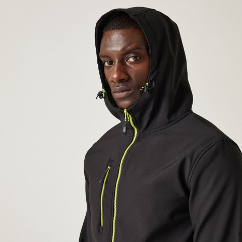 Ragetta RG705 Navigate 2-Layer Hooded Softshell Jacket - Black/Lime - M