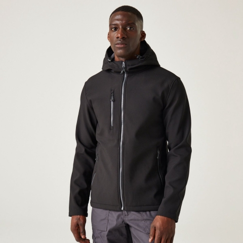 Ragetta RG705 Navigate 2-Layer Hooded Softshell Jacket - Black/Seal Grey - 3XL