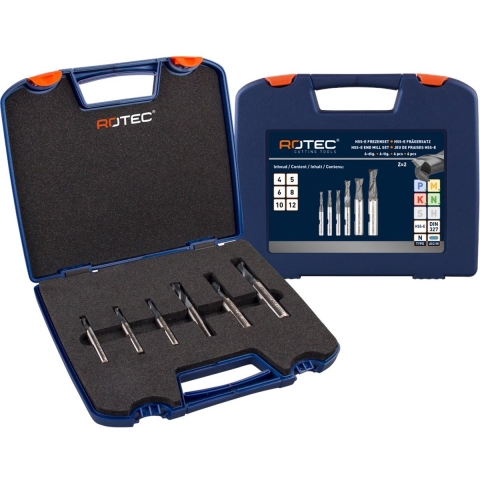 Rotec HSS-E spieb.frezenset '600C', gec.ø4-12 DIN 327, 2-snijders, 6-dlg. set in ABS-cassette - 600.9412C