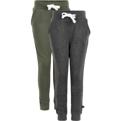 Minymo Joggingbroek - 2-pack - Antraciet Grijs/Army - Minymo - 6 jaar (116) - Broeken - Katoen