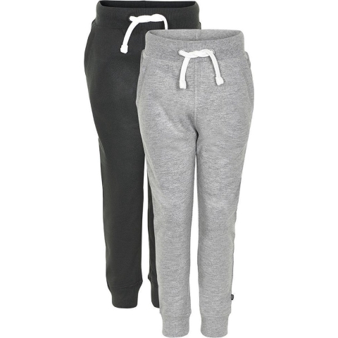 Minymo Joggingbroek - 2-pack - Zwart/Grijs Gevlekt - Minymo - 9 jaar (134) - Broeken - Katoen