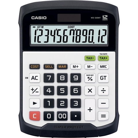 Casio WD-320MT Bureaurekenmachine Zilver-zwart Aantal displayposities: 12 werkt op zonne-energie, werkt op batterijen (b x h x d) 145 x 36 x 195 mm