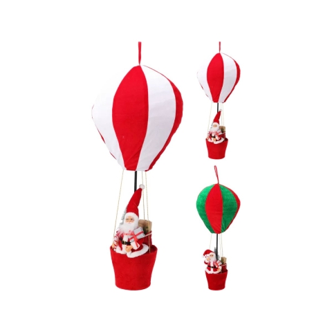 Luchtballon Met Kerstman 40x40x97cm Polyester