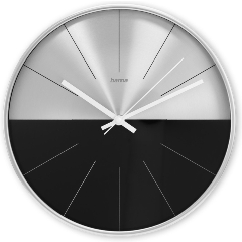 Hama Wandklok Sicilië Tikt Niet 30 cm Zwart/Zilver