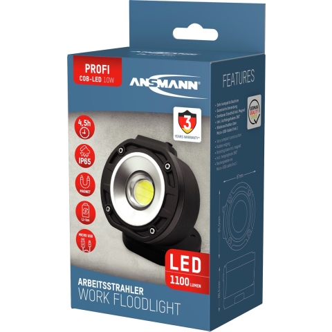 Ansmann 990-00122 Pocket FL1100R Werklamp LED werkt op een accu 10 W 1100 lm
