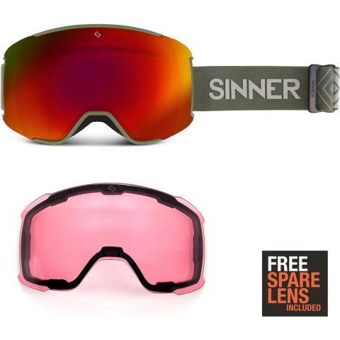 Sinner SNOWFLAKE skibril - Mosgroen - incl 2 lenzen