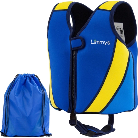 Limmys Zwemvest voor Kinderen - Drijfvest met Aanpasbare Drijfsterkte - Veilige&Comfortabele Reddingsvest - Koningsblauw - S (1-2 Jaar)