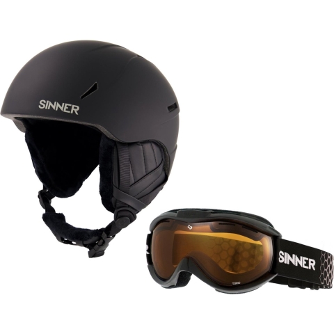Sinner COMBI-PACK - CREST skihelm + TOXIC skibril - Zwart - Maat L