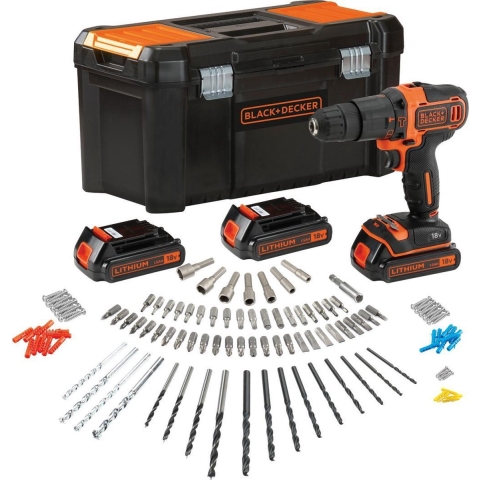 BLACK+DECKER BDCHD181B3A-QW Accu Klopboormachine - 18V - 3 accu's - incl. 120 accessoires