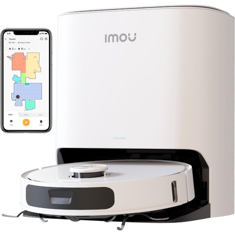 Imou RV3 - Robotstofzuiger met grondinge dweilborstels - Razendsnelle inkaartbrenging door LIDAR sensor - Opslag Plattegrond 3 Verdiepingen - Automatische lediging - AI Aangedreven door Imou Sense - 8500 Pa - 180 minuten aaneengesloten reinigen