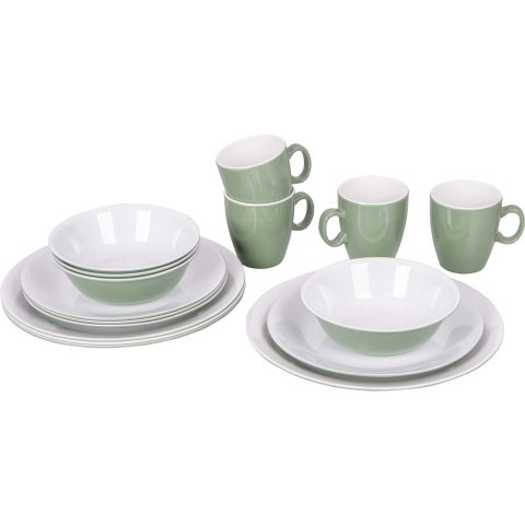 Bo-Camp - Servies - Two-tone - 16 Stuks - Groen