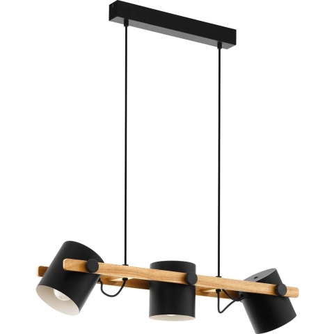 EGLO Hornwood Hanglamp - E27 - 78 cm - Zwart/Crème/Bruin - FSC Hout