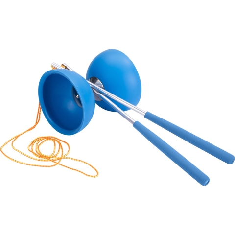 Diabolo rubber met metalen stokjes blauw