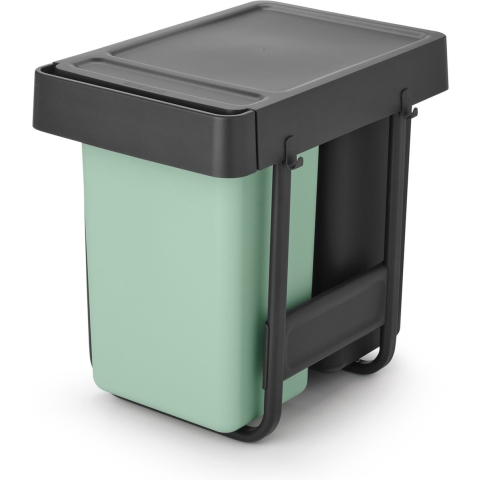 Brabantia Sort&Go Inbouw Prullenbak - 2 x 15 liter - Jade Green en Dark Grey