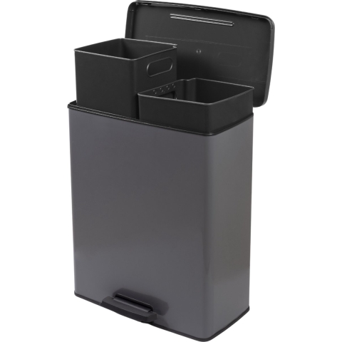 Curver Decobin Duo Prullenbak - 26L + 26L - Rechthoekig - Grijs