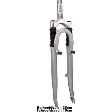 Verende voorvork 28 met 1 1/8 vorkbuis - V-brake en trommelremnok - zilver