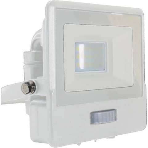 V-TAC VT-118S-W LED Schijnwerpers met PIR Sensor - Samsung - IP65 - Wit - 10W - 735 Lumen - 6500K - 5 Jaar - Modelnr: - VT-118S-W