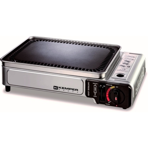 Kemper draagbare"Plancha"grill in koffer - draagbare gasbarbecue zonder gasfles