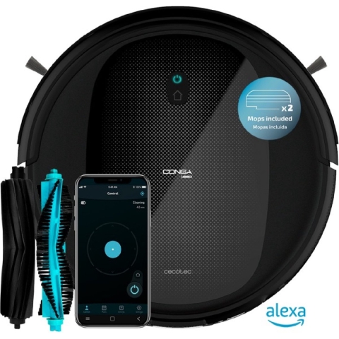 Cecotec Conga 1990 Connected X. 4-in-1 met mengtank: Aspira, Barre, Friing en Mop, app voor smartphone en spraakherkenning, 2 bo