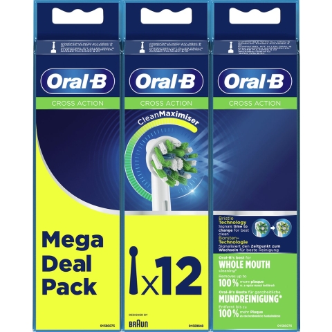 Oral-B CrossAction Opzetborstel Met CleanMaximiser-technologie - 12 Stuks