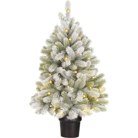 Black Box Trees Nigata Kunstkerstboom in Pot met LED Verlichting - H90 xØ55 cm - Groen Frosted