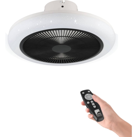EGLO Kostrena Plafondventilator met lamp -Ø 45,5 cm - 3 snelheden - Instelbaar wit licht - Dimbaar - AC longer life - Wit/Zwart - Sterren