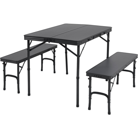 Campart Picknicktafel TA-0870 - Campingtafel 4 personen - Picknick tafel set - Twee losse banken - Opvouwbaar en gemakkelijk mee te nemen - Zwart