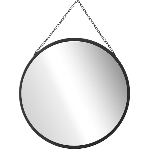 HOMdotCOM ronde spiegel met decoratieve ophanging 50 cm x 50 cm x 2,2 cm zilver+zwart