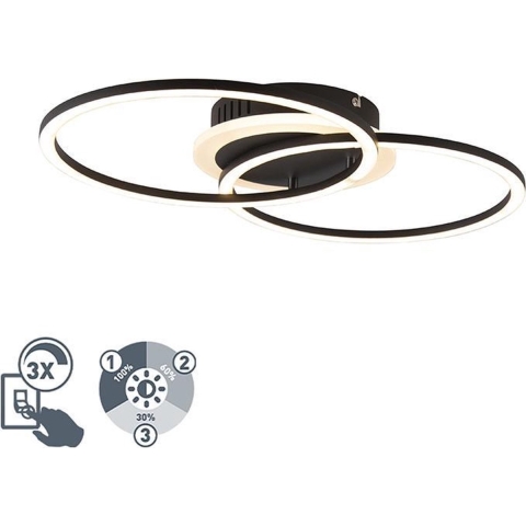 REALITY Leuchten veni - Plafondlamp - 2 lichts - L 500 mm - Zwart