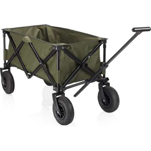 Campart Bolderkar HC-0915 - Bolderwagen met Luchtbanden - Extra stevig harmonicaframe - Inclusief bodemplaat - Opvouwbaar - Met gratis opbergtas - Groen