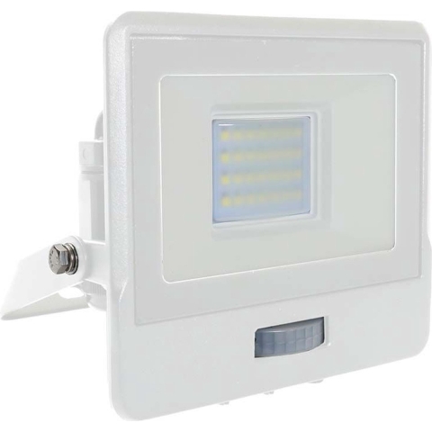 V-TAC VT-128S-W LED Schijnwerpers met PIR Sensor - Samsung - IP65 - Wit - 20W - 1510 Lumen - 4000K - 5 Jaar - Modelnr: - VT-128S-W