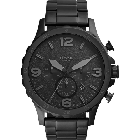 Fossil Nate JR1401 Herenhorloge 50 mm - Zwart