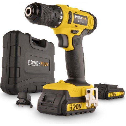 Powerplus POWX00435 Accuboormachine - 20V Li-ion -  incl. 2 accu's - incl. gereedschapskoffer