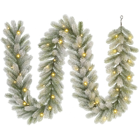 Black Box Trees Nigata Guirlande met Warm Witte LED Verlichting - L270 cm - Groen Frosted