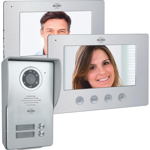 ELRO DV477W2 Video Deur Intercom - 2 Appartementen - Met 2x 7 inch kleurenscherm - Verstelbare camera met nachtzicht - Color Night Vision - 16 Beltonen