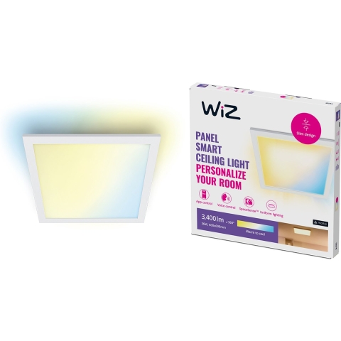 WiZ Plafondlamp Panel Vierkant Wit - Slimme LED-Verlichting - Warm- tot Koelwit Licht - Geïntegreerd LED - 36W
