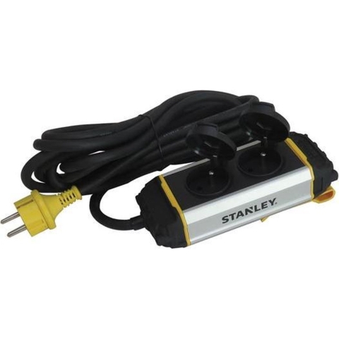 STANLEY - 2-VOUDIGE STEKKERDOOS"CORE"- MET KLAPDEKSELS EN DIFFERENTIËELSCHAKELAAR