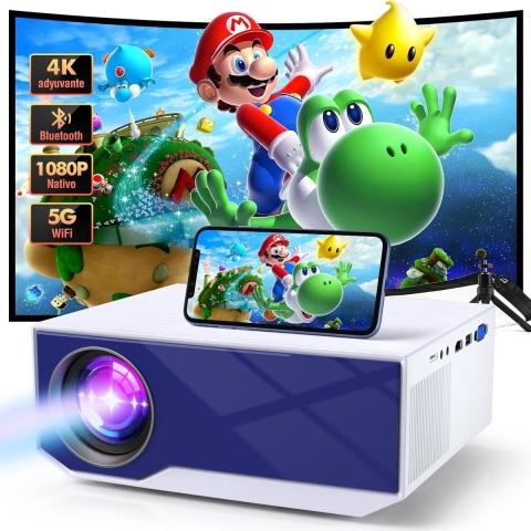Wielio Mini Beamer WiFi Bluetooth - Native 1080p Full HD - 300 Inch Display