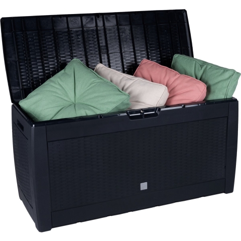 Lifetime Garden Opbergbox met Deksel - Opbergbox Tuinkussenbox met Wielen - Tuinkast Kunststof 310L - Tuinbox 119x48x60cm - Tuinkussenbox Waterdicht - Zwart
