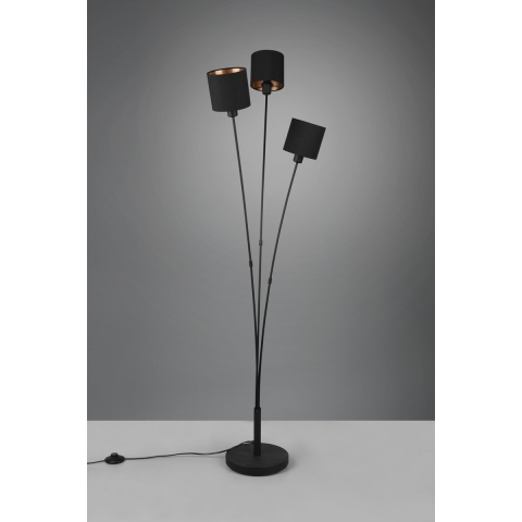 REALITY TOMMY - Vloerlamp - Zwart mat - excl. 3x E14 4W - Voetschakelaar